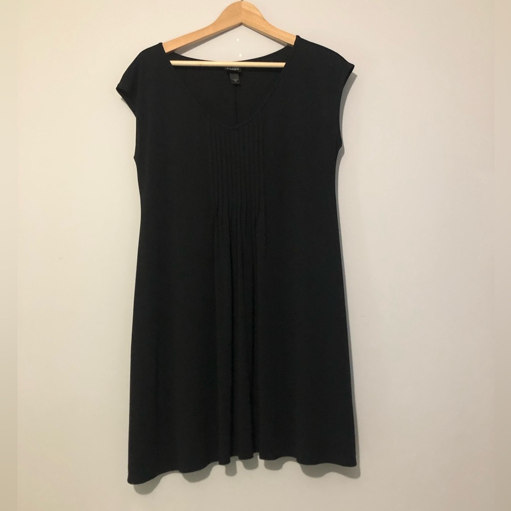 Eileen Fisher 100% Silk Black Sleeveless Pleated Tunic Shirt Women’s Medium Top